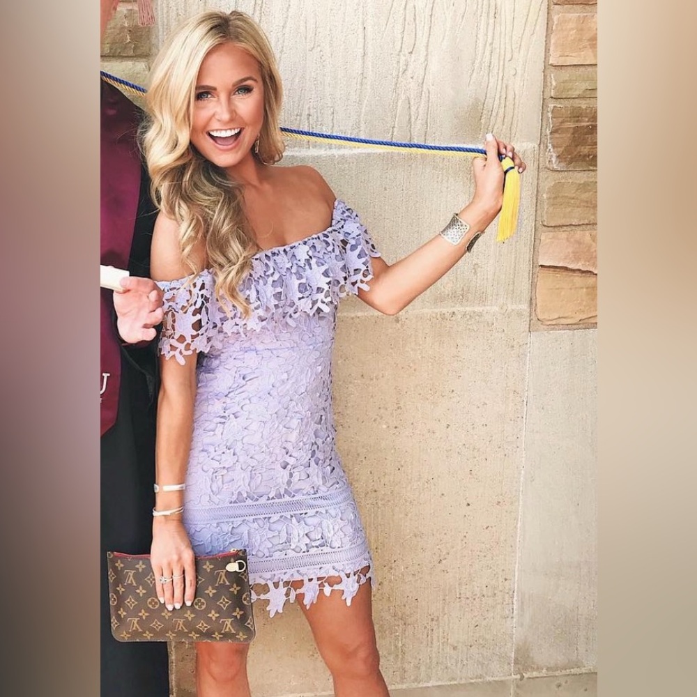 Astr the Label Lavender Purple Lace Off Shoulder Dress Medium